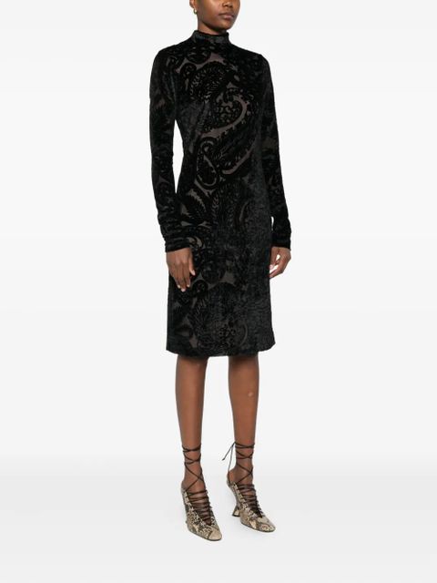 ETRO paisley-pattern velvet dress - Black