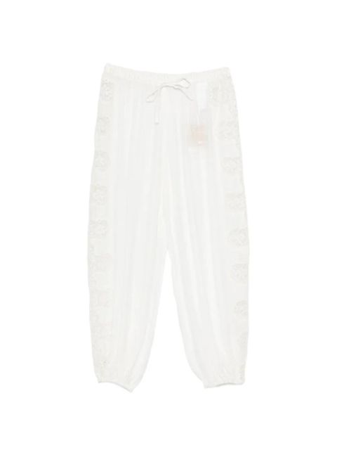 SANDRO Aya lace-detail trousers - White - zdjęcie produktu nr 1