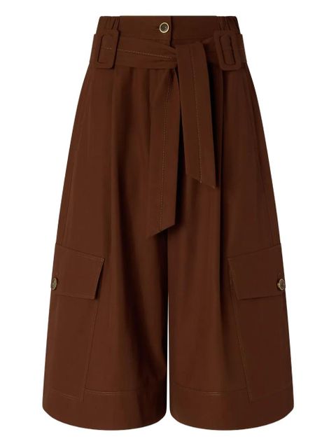 PINKO tie belt cotton shorts - Brown - zdjęcie produktu nr 1