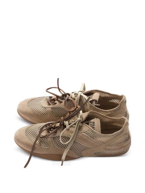 Miu Miu mesh suede trainers - Neutrals