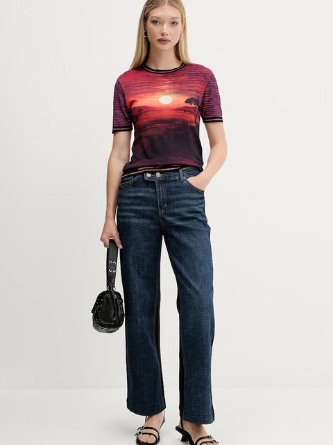 Desigual spodnie dresowe TWIST damskie kolor niebieski wzorzyste 25WWDD14 - zdjęcie produktu nr 2