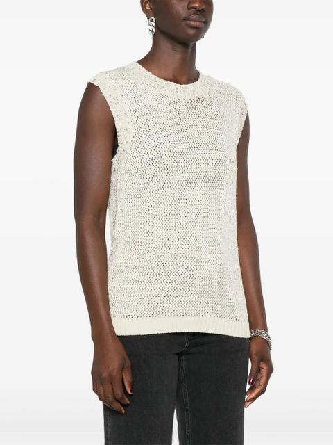 Golden Goose Melyssa sequin-embellished knitted top - Neutrals
