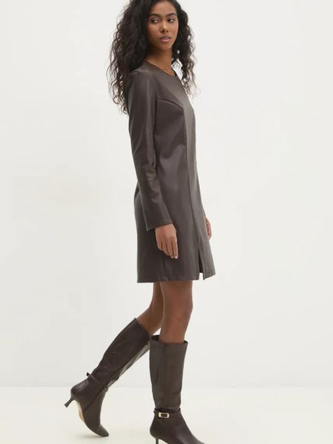 Answear.LAB sukienka kolor brązowy mini rozkloszowana