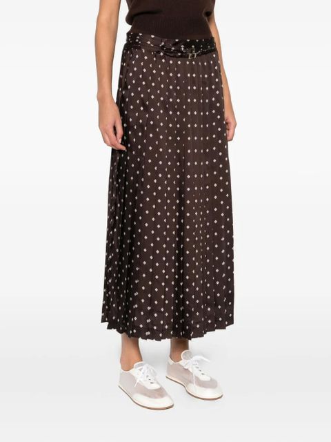 SANDRO pleated patterned midi skirt - Brown