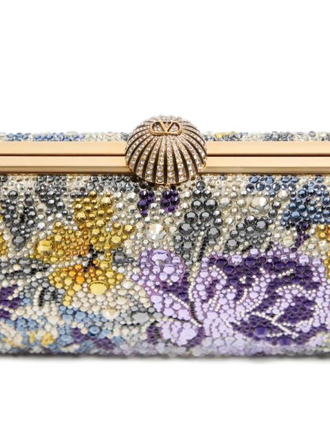 Valentino Garavani flower rhinestone clutch bag - Yellow