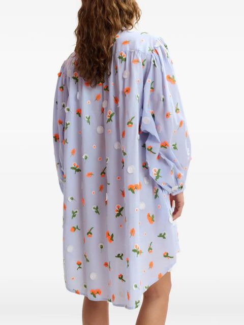 Essentiel Antwerp Jalen floral-embroidered shirt dress - Blue