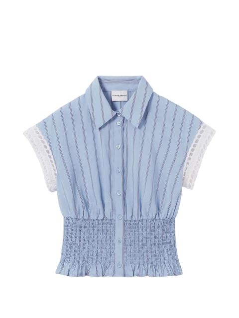 Claudie Pierlot stripe-pattern smocked-waist shirt - Blue - zdjęcie produktu nr 1