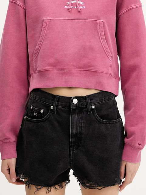 Tommy Jeans szorty jeansowe damskie kolor czarny gładkie high waist DW0DW20097 - zdjęcie produktu nr 1