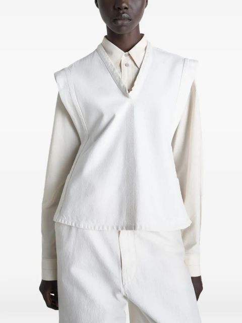 LEMAIRE V-neck belted chasuble vest blouse - White
