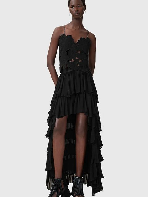 AllSaints spódnica CAVARLY kolor czarny maxi rozkloszowana W072RC