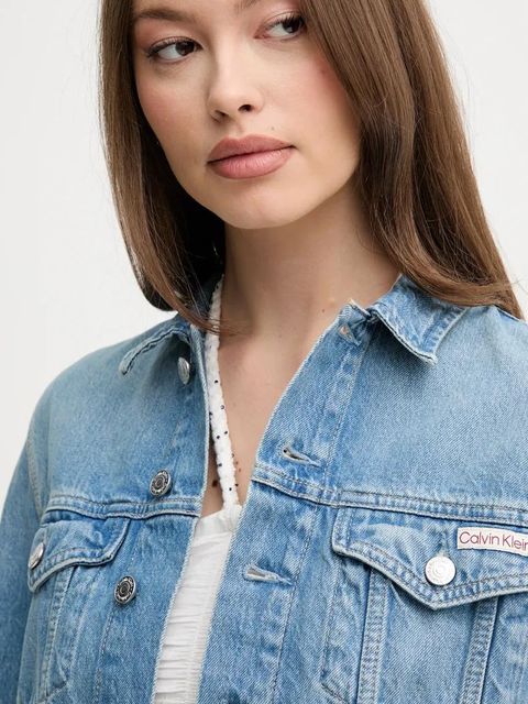 Calvin Klein Jeans kurtka jeansowa kolor niebieski przejściowa J20J225184