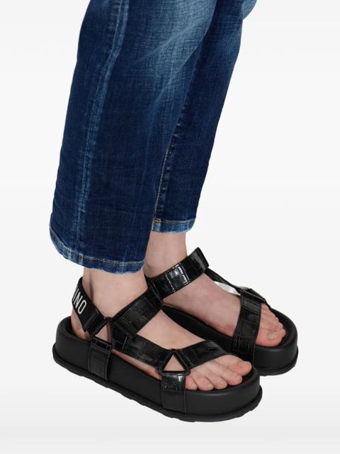 Moschino crocodile-embossed sandals - Black
