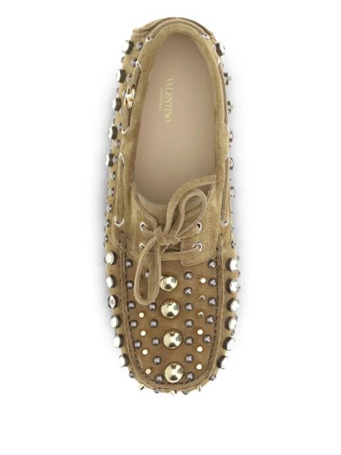 Valentino Garavani crystal-embellished loafers - Neutrals