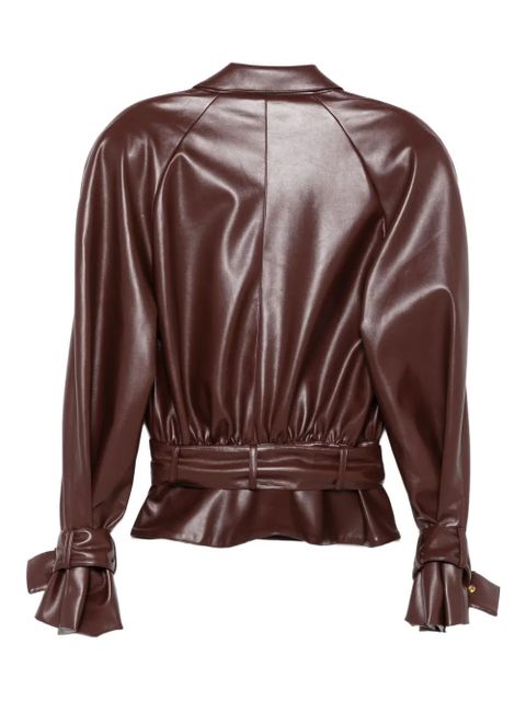 Rowen Rose VGN LEATHER SIGNATURE CROPPED TRENCHCOAT - Brown - zdjęcie produktu nr 2