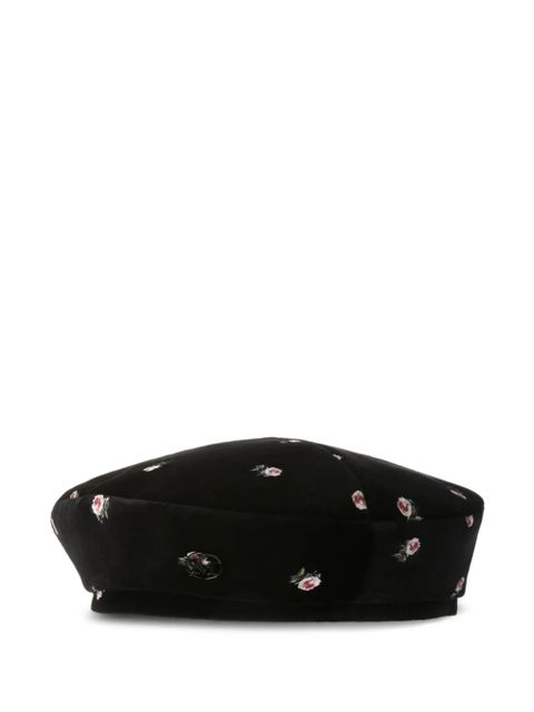 Maison Michel floral-embroidered beret - Black - zdjęcie produktu nr 1