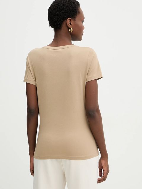 BOSS Orange t-shirt bawełniany C Elove embro damski kolor beżowy 50554696