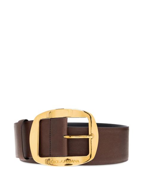 Dolce & Gabbana logo-lettering logo leather belt - Brown - zdjęcie produktu nr 1
