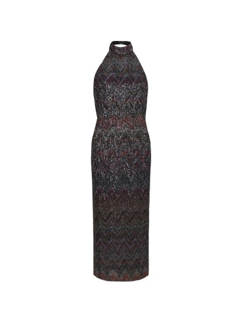 Missoni chevron-pattern halterneck maxi dress - Black - zdjęcie produktu nr 1