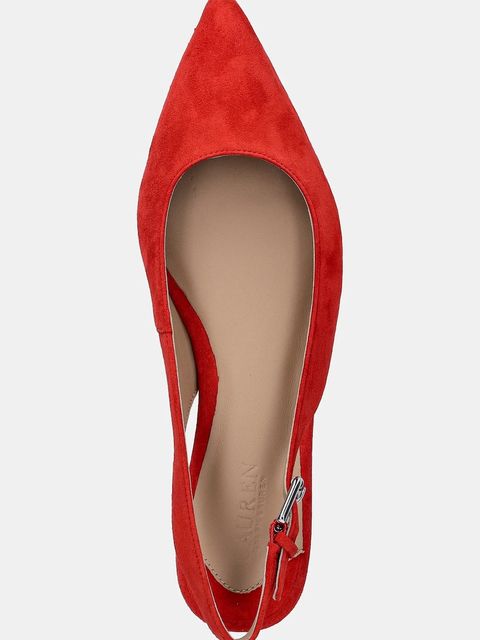 Lauren Ralph Lauren baleriny zamszowe Londyn Slbck kolor czerwony z odkrytą piętą 802967746004