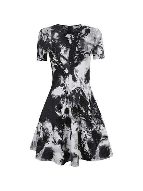 Alexander McQueen floral-jacquard A-line dress - Black - zdjęcie produktu nr 1