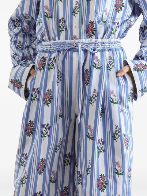 Dolce & Gabbana poplin trousers with thread floral embroidery - Blue