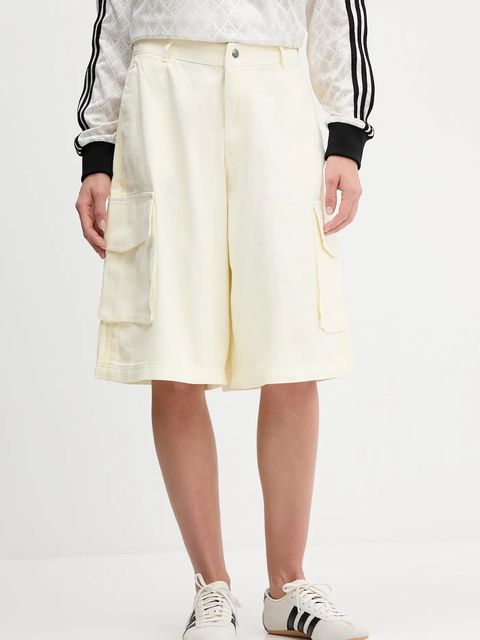 adidas Originals szorty bawełniane Cargo Jorts damskie kolor beżowy gładkie high waist JD0138 - zdjęcie produktu nr 1