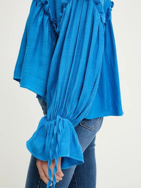 Answear.LAB bluzka damska kolor niebieski gładka