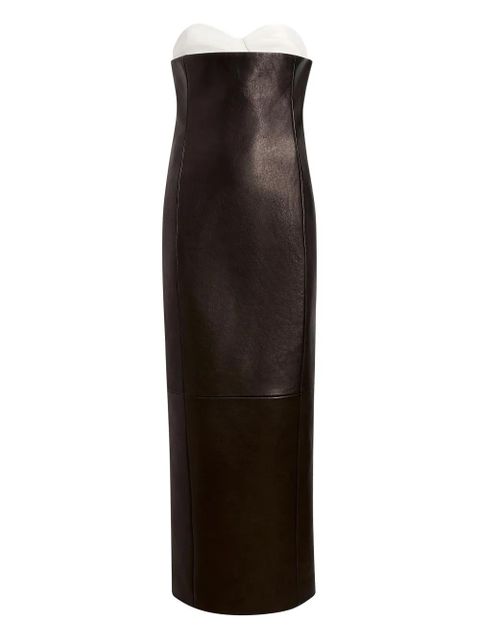 KHAITE Yael strapless leather maxi dress - Black - zdjęcie produktu nr 1