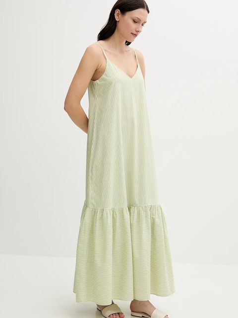 United Colors of Benetton sukienka kolor zielony maxi rozkloszowana 4SZRDV0B8 - zdjęcie produktu nr 1