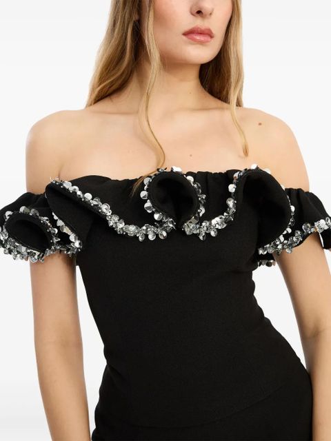 ROTATE BIRGER CHRISTENSEN crepe ruffle top - Black