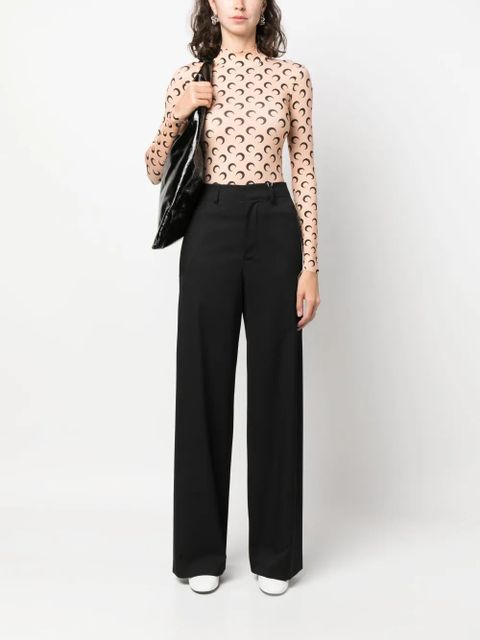 MM6 Maison Margiela single-stitch logo wide-leg trousers - Black
