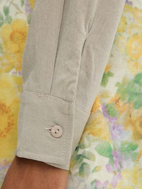 Answear.LAB koszula lniana damska kolor beżowy regular z kołnierzykiem klasycznym