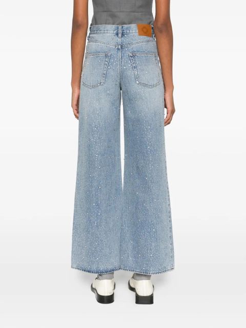 Maje crystal-embembellished straight-leg jeans - Blue