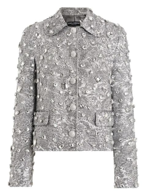 Dolce & Gabbana floral-jacquard single-breasted jacket - Silver - zdjęcie produktu nr 1