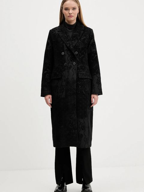 Desigual płaszcz PATCH BLACK kolor czarny 25WWEW16 - zdjęcie produktu nr 1