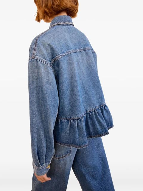 Ulla Johnson Arquette patch-pocket peplum denim jacket - Blue