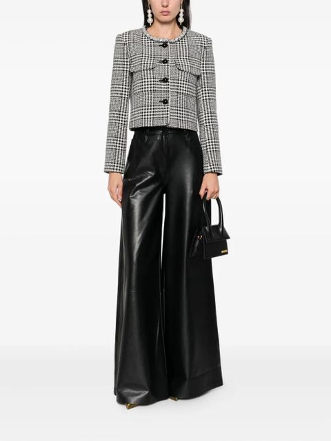 Self-Portrait houndstooth cropped jacket - Black