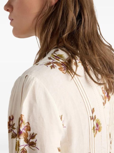 Prada long printed linen dress - Neutrals