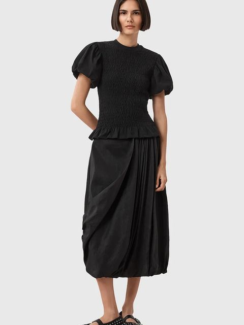 AllSaints bluzka DAEL damska kolor czarny gładka W013JD