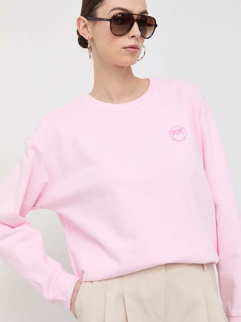 Pinko bluza bawełniana damska kolor różowy z nadrukiem - zdjęcie produktu nr 1