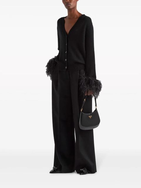 Prada feather-trim cashmere trousers - Black - zdjęcie produktu nr 2