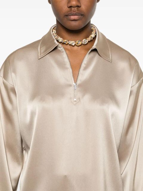 Nanushka satin polo top - Neutrals