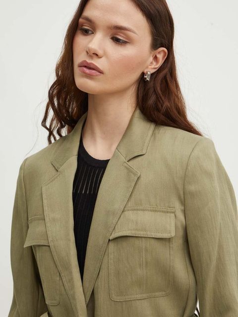 Dkny marynarka damska kolor zielony jednorzędowa gładka P4DCTX65