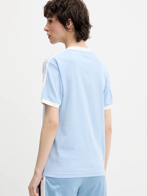 adidas Originals t-shirt bawełniany Ruffle 3S Tee damski kolor niebieski KC8820