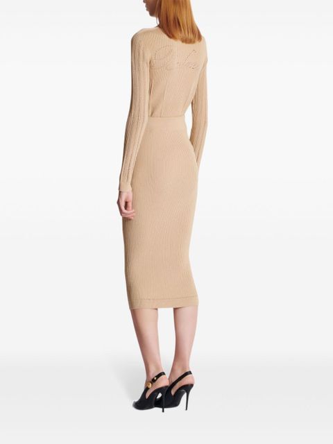 Balmain ribbed skirt - Neutrals