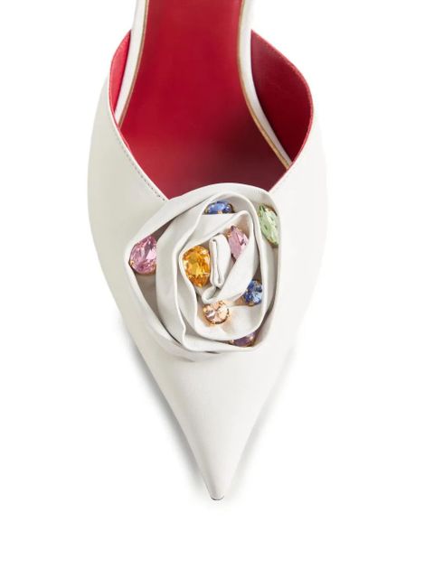 Valentino Garavani 55mm Drip Rose leather mules - White