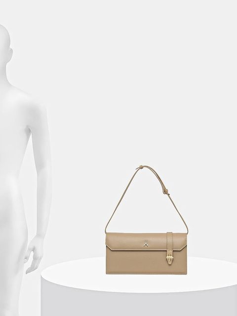 Patrizia Pepe torebka skórzana kolor beżowy 8B0327 L061