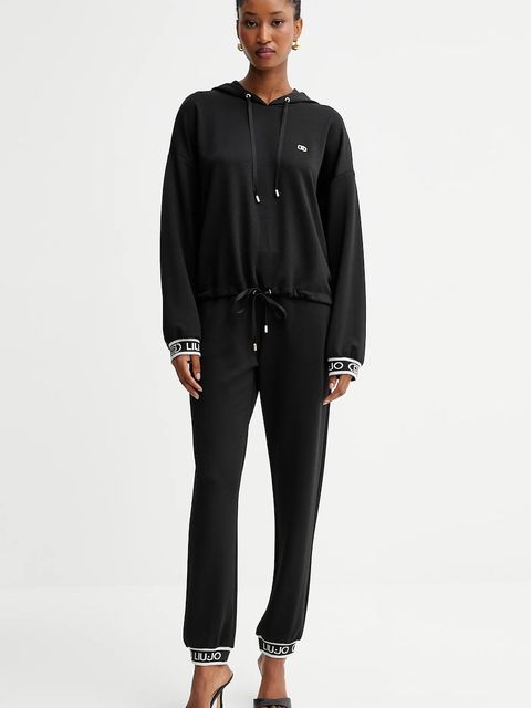 Liu Jo bluza damska kolor czarny z kapturem gładka TF5285.J4747 - zdjęcie produktu nr 2