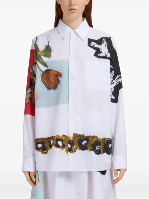 Marni graphic print button-up shirt - 00W01 WHITE