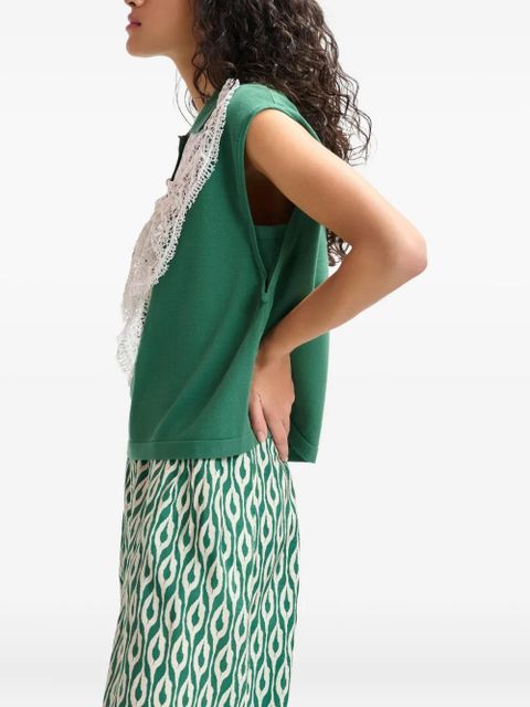 Essentiel Antwerp Ihelly lace-embellished collar top - Green - zdjęcie produktu nr 2